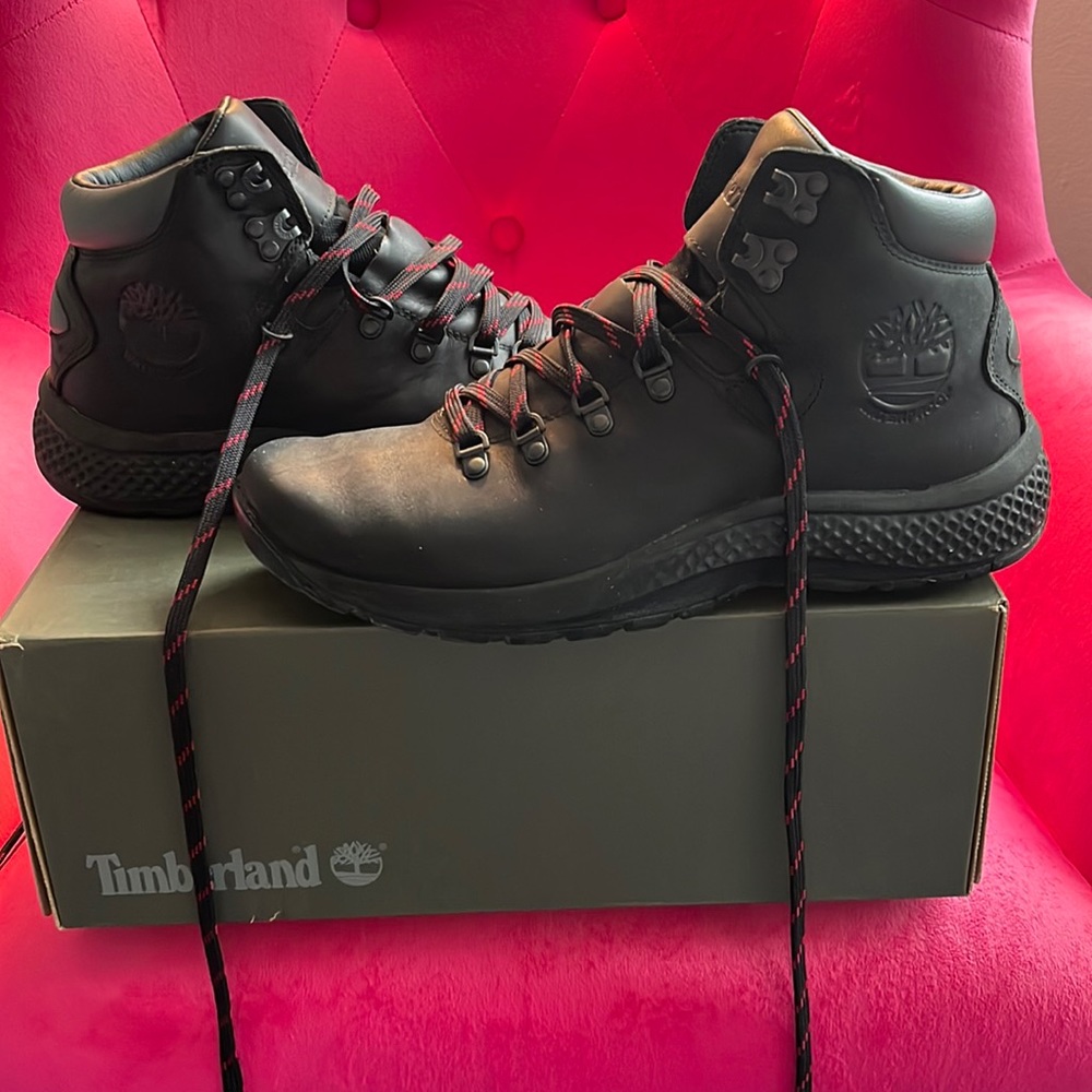 Timberland boots. Fly Rome trail, waterproof mid hiker; size 9